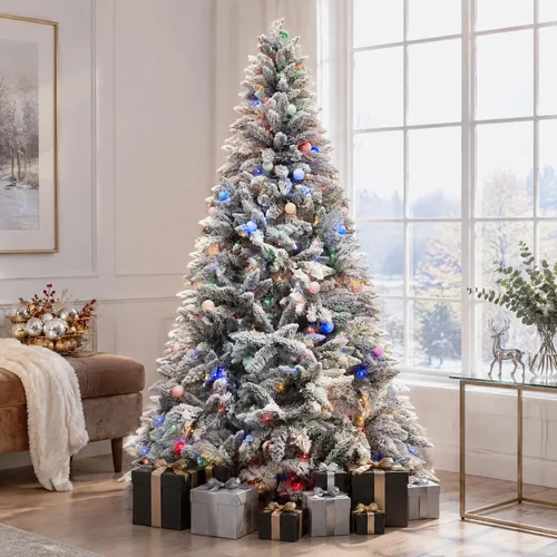 Vista 14 de Árbol de Navidad artificial verde sin luz de 7 pies con 778 puntas de ramas