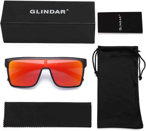 Vista 7 de GLINDAR Gafas de sol polarizadas para hombre, gafas deportivas cuadradas de gran