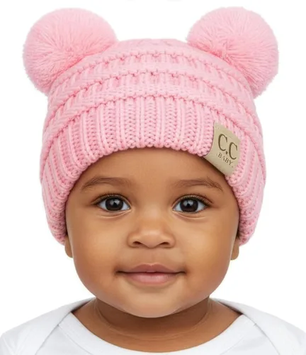 Vista 19 de Funky Junque Gorro de invierno con doble pompón para bebé de 0 a 12 meses, bonito gorro de punto acogedor para clima frío Patrón de tejido