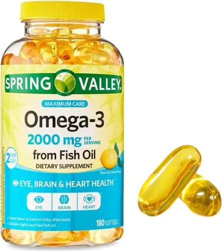 Vista 6 de Spring Valley Omega 3 Aceite de pescado máximo 2000 mg 180 cápsulas blandas + pegatina me Gusta