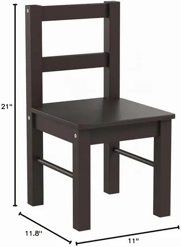 Vista 3 de UTEX Par de sillas de madera para niños para jugar o actividad, juego de 2, espresso..