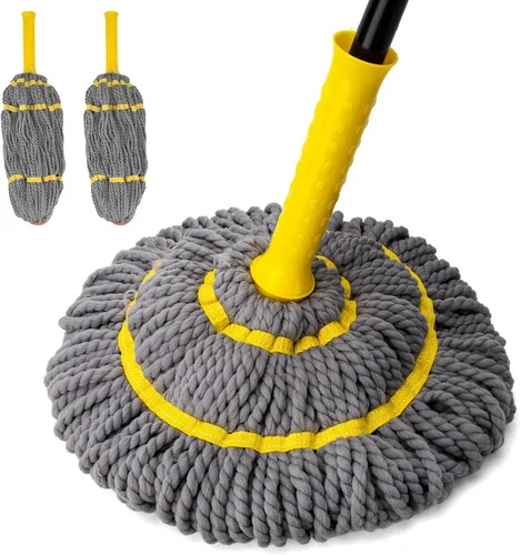 Vista 12 de Trapeadores giratorios autoescurridizos para limpieza de suelos, fregona de microfibra con mango largo de 57 pulgadas, fregona fácil de escurrir