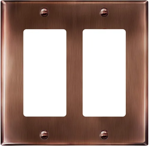 Vista 9 de ENERLITES Placa de pared metálica decorativa para interruptor o tomacorriente, resistente a la corrosión, tamaño de 2 segmentos, 4.50" x 4.57
