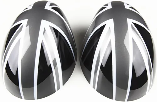 Vista 34 de Cubierta de espejo retrovisor lateral compatible con Mini Cooper R50-R53 DC01 Black Jack ABS - Tapa de espejo exterior adhesiva para Gen 1 R50 R53