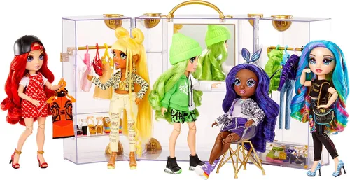 Vista 4 de Rainbow High Armario de moda de lujo para más de 400 looks. Juego portátil de acrílico transparente con más de 31 ropa y accesorios de muñeca