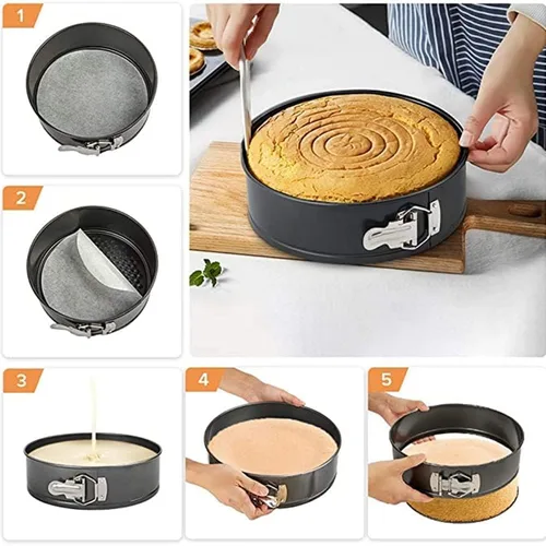 Vista 3 de Utoolmart Springform - Juego de moldes para tartas de queso de acero al carbono, antiadherentes, de 4 pulgadas, 7 pulgadas, 9 pulgadas, a prueba
