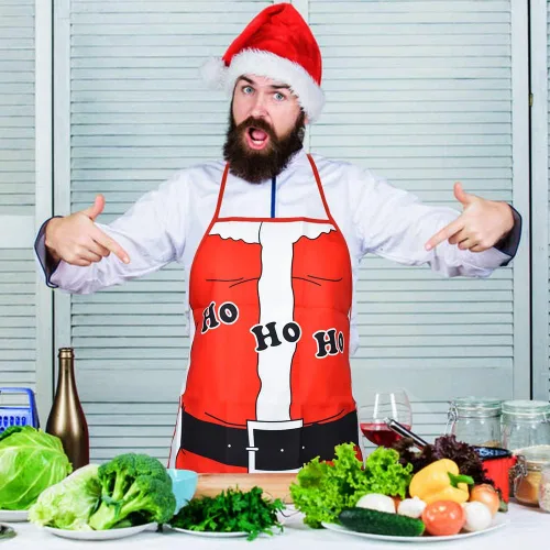 Vista 6 de Nialnant Paquete de 2 delantales de Navidad para mujeres y hombres, chef, divertidos delantales de cocina para parejas, para limpieza de cocina