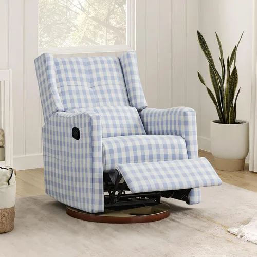 Vista 3 de KISLOT Silla reclinable giratoria, planeador manual para guardería, cuadros Cuadros azules