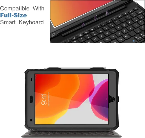 Vista 6 de ShellBox Case Funda impermeable para iPad 10.2 de 9ª/8ª/7ª generación, resistente a prueba de golpes, protector de pantalla integrado con correa