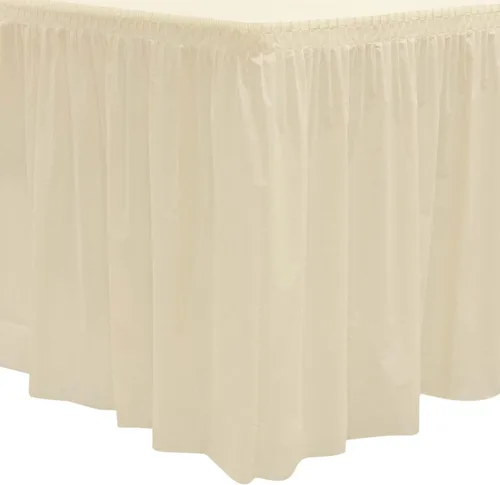 Vista 21 de Party Essentials Falda de mesa de plástico desechable resistente, 1 unidad, 29 pulgadas de ancho x 14 pies (168 pulgadas) de largo, amarillo