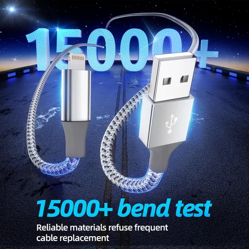 Vista 12 de Cargador para iPhone paquete de 3, 10 pies, cable Lightning largo certificado MFi de Apple, carga rápida, sincronización de datos de alta velocidad