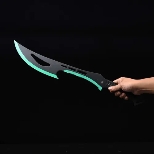 Vista 7 de Espada Ninja de acero inoxidable con vaina, cuchillo táctico de artes marciales para exteriores Verde
