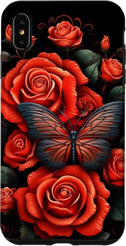 Vista 11 de Cute Butterfly Red Floral Flower Butterfly Rose Case for iPhone 17