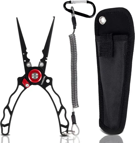 Vista 9 de Alicates de pesca con mango ergonómico innovador, resistente a la corrosión y agua salada, removedor de gancho multiherramienta de pesca, corte
