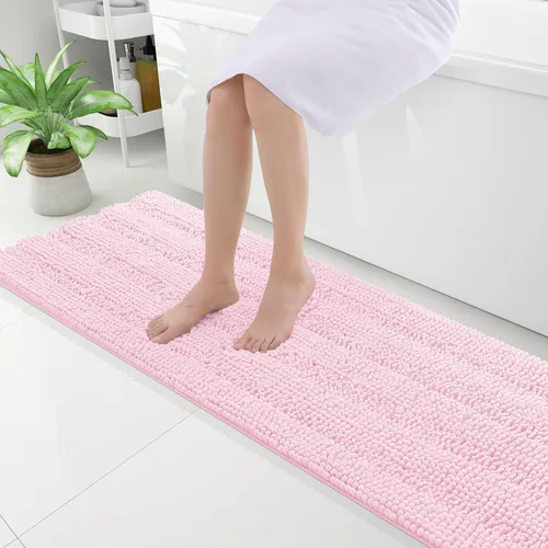 Vista 259 de Grandaily Alfombras de baño de felpilla a rayas de 24 x 16 pulgadas, extra gruesas y suaves, absorbentes, parte trasera de goma, alfombra de ducha