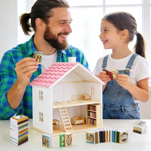 Vista 6 de Mini libros de hadas, 24 piezas de libros en miniatura a escala 1:12, libros para casa de muñecas, libros pequeños para accesorios de casa