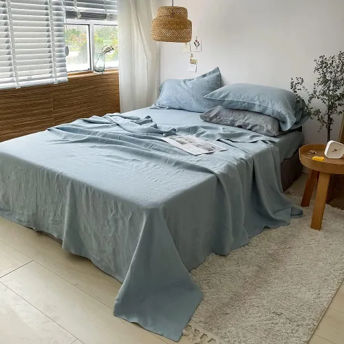 Vista 36 de Simple&Opulence - Juego de sábanas de lino belga, color sólido - 3 piezas (1 sábana encimera, 1 sábana bajera y 1 funda de almohada), mezcla de lino