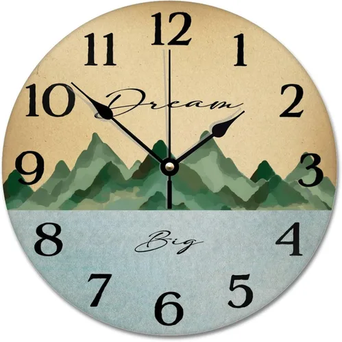 Vista 23 de Reloj de pared Whatever Modern Wood Clock de 10 pulgadas, silencioso, sin tictac, funciona con pilas, para sala de estar, dormitorio, cocina, A