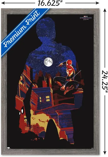 Vista 3 de Trends International Marvel Spider-Man: No Way Home - Póster de pared de silueta, 22.4 pulgadas de largo x 14.7 pulgadas, versión enmarcada