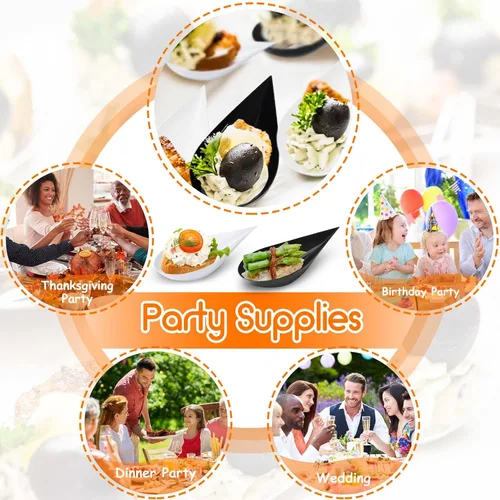 Vista 7 de Tessco for you 400 mini platos para aperitivos de 4 pulgadas, cucharas de plástico reutilizables, platos de postres y aperitivos, platos
