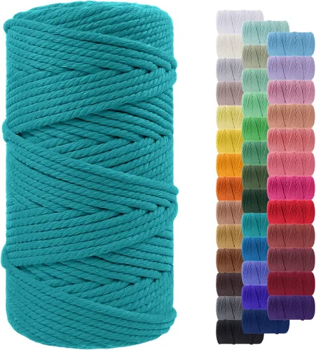 Vista 111 de Cordón de macramé de 0.079 pulgadas, cuerda de algodón natural de 109 yardas, hilo de cuerda de macramé para manualidades, ganchos de pared