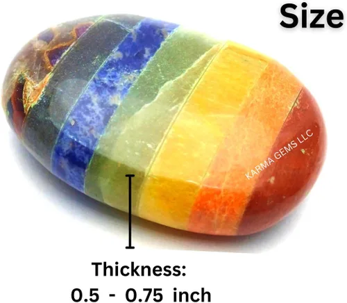 Vista 3 de Siete chakras, piedras naturales ovaladas de preocupación, piedra energética de bolsillo de palma, cristal curativo, piedra de pulgar preocupada