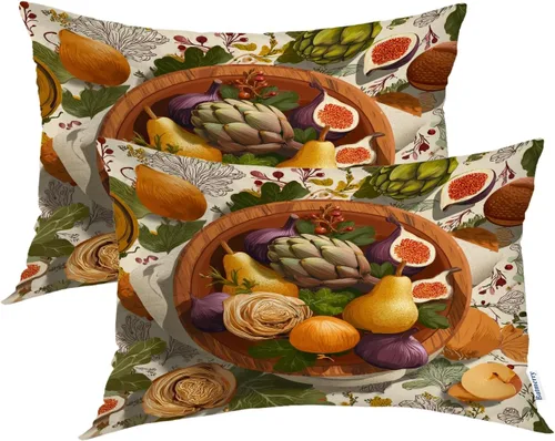 Vista 78 de Batmerry Autumn Forest Throw Pillow Covers, Yellow Orange Foliage in Fall Park Decorative Pillow Covers Digital Printing Blended for Couch Sofa Bed