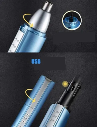 Vista 3 de Cortadora de oídos, nariz y cejas, recortadora de detalles de cejas y vello facial para hombres y mujeres, recargable por USB y fácil de limpiar