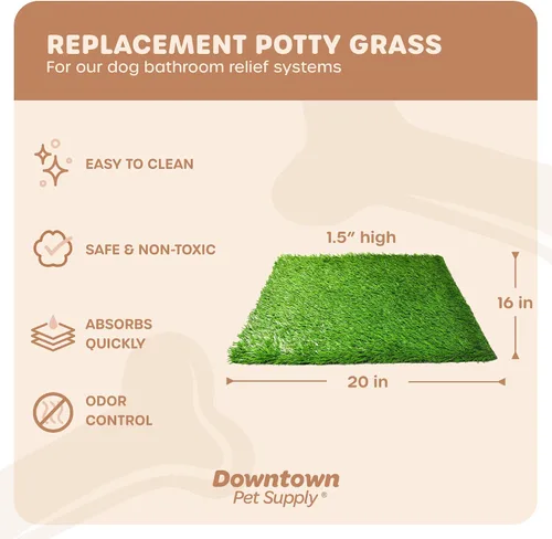 Vista 2 de Downtown Pet Supply Pasto de repuesto para orinal para perros, 16 x 20 pulgadas, almohadilla de césped sintético lavable para perros, adecuada como