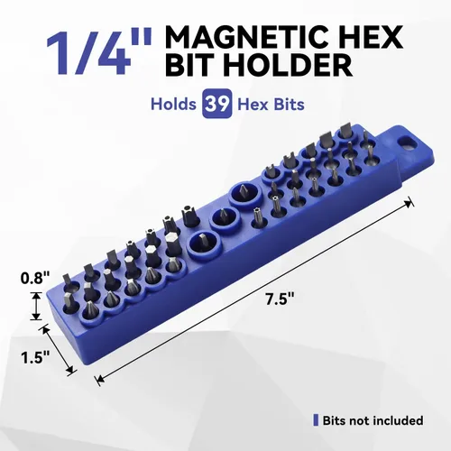 Vista 2 de Reniteco Soporte magnético para brocas, organizador de herramientas ABS de 1/4 de pulgada y 39 agujeros con base magnética fuerte para brocas