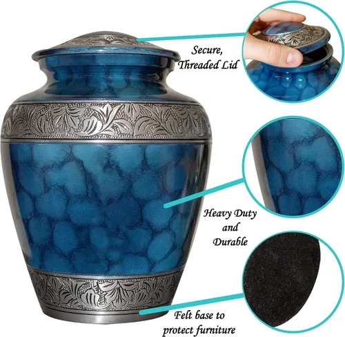 Vista 3 de Urna de cremación funeraria humana extra grande, urna doble personalizada para dos adultos (azul)