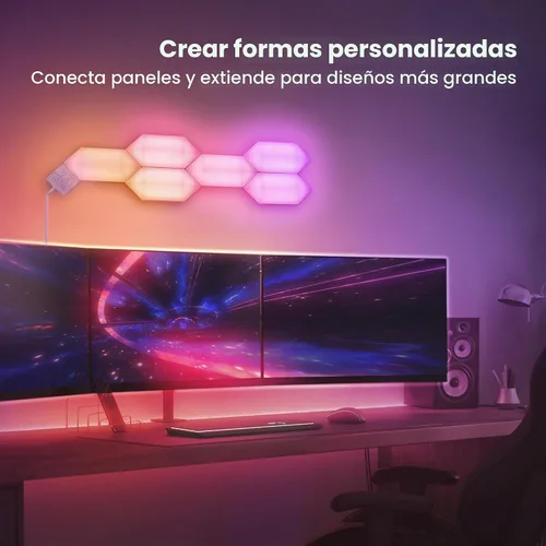 Vista 6 de Feit Electric Luces LED Inteligentes Hexagonales de Azulejos, 7" Cada Una, Conectables, Persecución de Color RGBW, WiFi de 2.4GHZ Habilitado