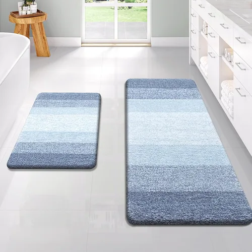 Vista 109 de OLANLY - Juego de tapetes para baño de 2 piezas, de microfibra, suaves y absorbentes, antideslizantes, lavables a máquina y para secadora, felpudos