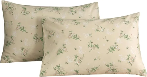 Vista 19 de ECOCOTT Juego de 2 fundas de almohada florales de tamaño estándar, 100% algodón lavado con cierre de sobre, fundas de almohada estampadas de flores