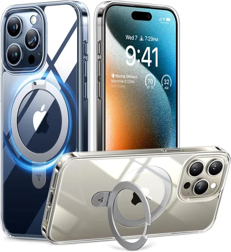 Vista 16 de TORRAS Funda magnética con función atril para iPhone 13/iPhone 14 [compatible con MagSafe], soporte resistente y versátil, grado militar, a prueba