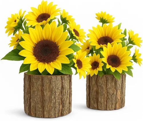 Vista 10 de AceList Juego de 2 flores artificiales, decoración rústica de granja para estante de baño, escritorio de oficina, pequeñas plantas en maceta de Rosa