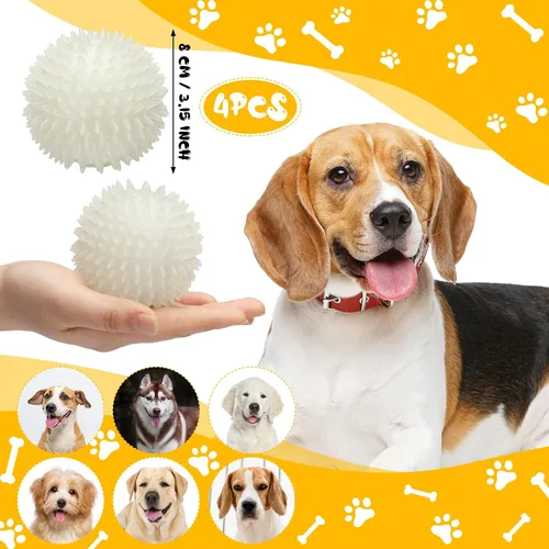 Vista 2 de Silipull 4 bolas de juguete para perros de 3.15 pulgadas que brillan en la oscuridad, pelota de juguete interactiva elástica interactiva