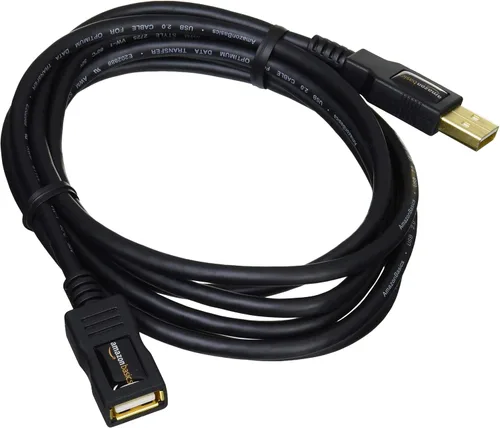 Vista 2 de Amazon Basics Cable de extensión USB-A 2.0, macho a hembra, velocidad de transferencia de 480 Mbps, 6.5 pies, color negro
