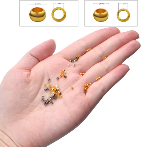 Vista 6 de Aylifu 2250 cuentas de tubo para hacer joyas, extremos redondos y sueltos, cuentas espaciadoras de metal para hacer joyas, 2 tamaños, 6