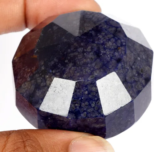 Vista 2 de GEMHUB Gran zafiro azul real 553.00 quilates certificado corte redondo tamaño grande coleccionable zafiro azul piedra preciosa suelta AJ-034, Gema
