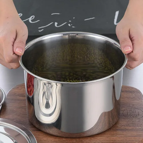 Vista 7 de Olla de acero inoxidable, olla multifuncional con tapa para hervir, olla para sopa y pasta, para el hogar, cocina, restaurante, lavavajillas (4.7 in)