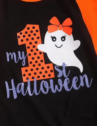 Vista 4 de TUEMOS Body de Halloween para bebé niña con diadema, primer conjunto de ropa de Halloween