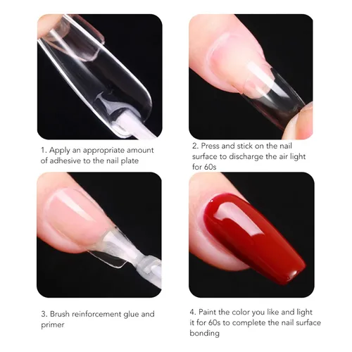 Vista 9 de Juego de 550 puntas de uñas de gel suave de almendra transparente