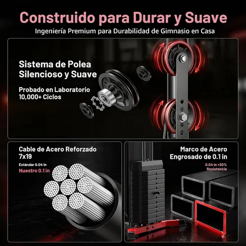 Vista 7 de Sistema de gimnasio en casa con pila de peso de 160 libras, estación de entrenamiento multifuncional todo en uno, sistema de entrenamiento de fuerza