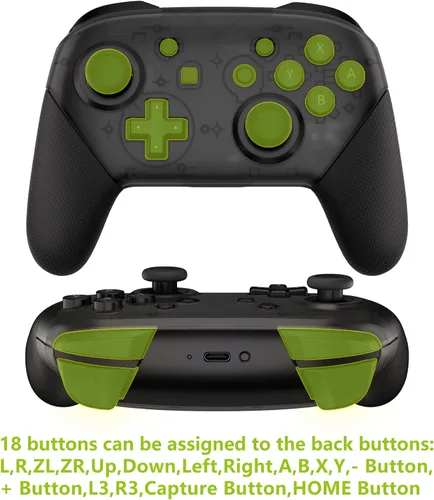 Vista 4 de eXtremeRate Back Buttons Attachment for Nintendo Switch Pro Controller, Clear Black Back Paddles Programable RISE4 Remap Kit for Switch Pro