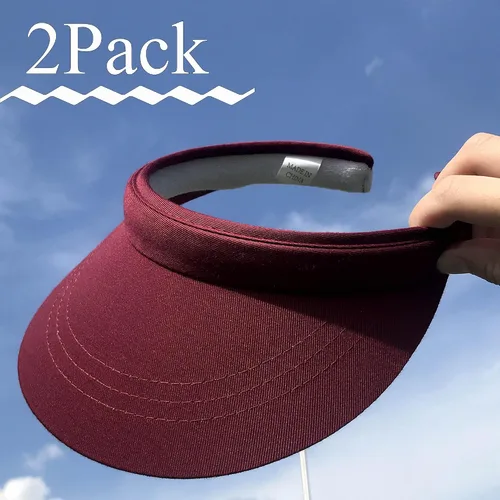 Vista 2 de Paquete de 2 viseras para mujeres y hombres, sombrero de sol con clip, ajustable, gorra deportiva de ala ancha