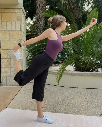 Vista 3 de Promover Pantalones capri para mujer, pantalones de yoga de pierna ancha con bolsillos, cintura alta, pantalones cortos casuales de vestir