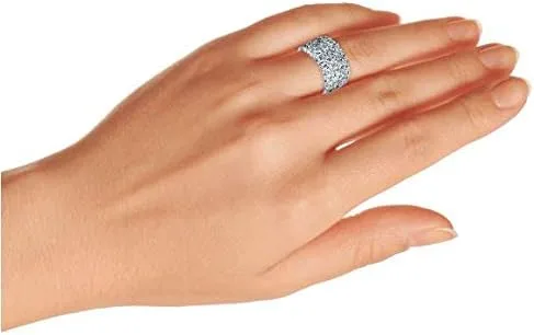 Vista 8 de Personalized Micro Pave AAA Cubic Zirconia Cocktail Anniversary Wide CZ Pave Anniversary Statement 12 Eternity Wedding Band Ring For Women Rose Gold