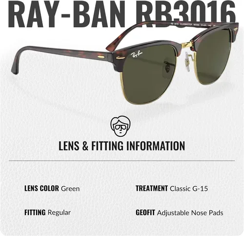 Vista 31 de Ray-Ban RB3016 CLUBMASTER CLASSIC - Gafas de sol de forma cuadrada con kit oficial de gafas