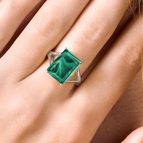 Vista 62 de Gem Stone King Anillo de compromiso solitario con piedra preciosa de corte esmeralda de 0.551 x 0.394 in para mujer, plata de ley 925, anillo